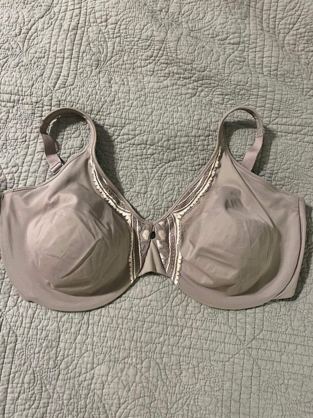 Olga Taupe Full Coverage Underwire Bra with Lace Trim
